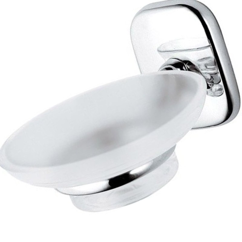 Portasapone da muro in vetro bianco sabbiato - serie suite Remer SU10