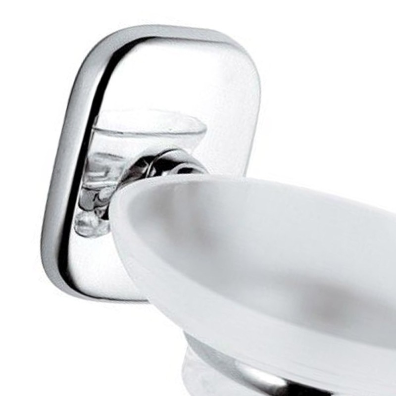 Portasapone da muro in vetro bianco sabbiato - serie suite Remer SU10