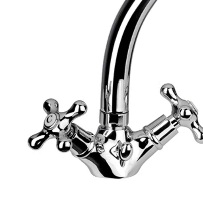 Rubinetto tradizionale lavello con canna alta fusa e scarico - serie liberty Remer 13GLI