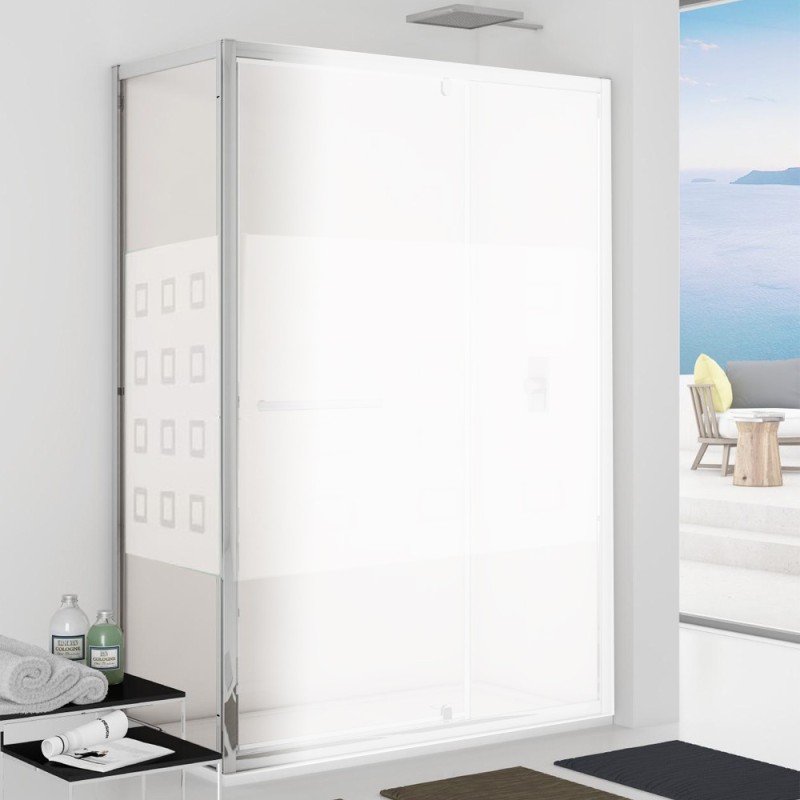 Parete fissa 87-89 cm vetro serigrafato 6 mm, h. 1,95 da abbinare ad una porta - new plus Aquasanit B0354PCR55