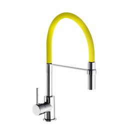 Rubinetto da cucina winter a bocca alta con flessibile color giallo e doccia estraibile Idrobric SCARUB0777GI