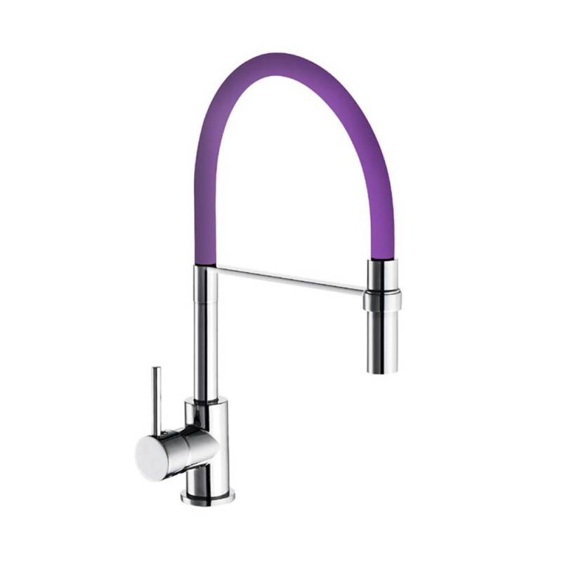 Rubinetto per lavello a bocca alta con flessibile viola e doccia estraibile winter Idrobric SCARUB0780VI