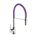 Rubinetto per lavello a bocca alta con flessibile viola e doccia estraibile winter Idrobric SCARUB0780VI