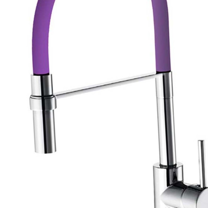 Rubinetto per lavello a bocca alta con flessibile viola e doccia estraibile winter Idrobric SCARUB0780VI
