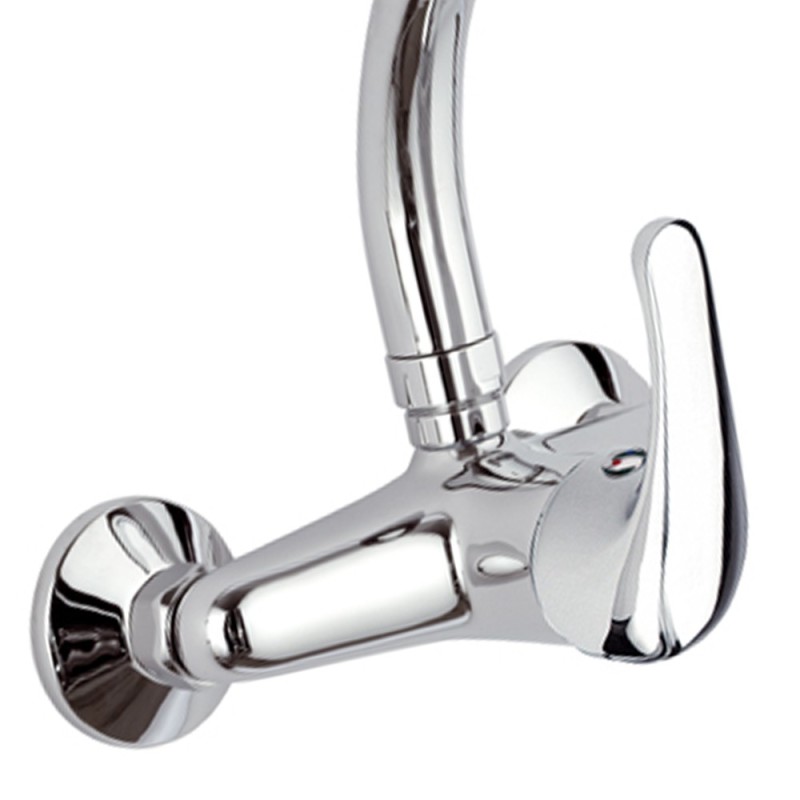 Rubinetto lavello a muro con bocca modello corto - serie 35 Remer F43C