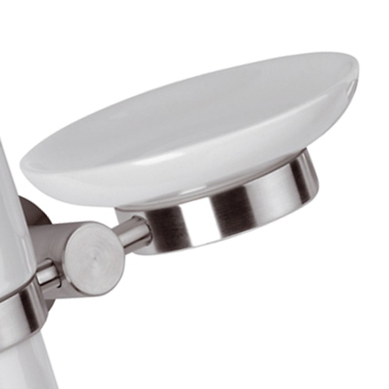 Supporto doppio con bicchiere e portasapone - serie minimal inox Remer MI17INOX