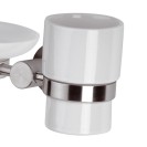 Supporto doppio con bicchiere e portasapone - serie minimal inox Remer MI17INOX