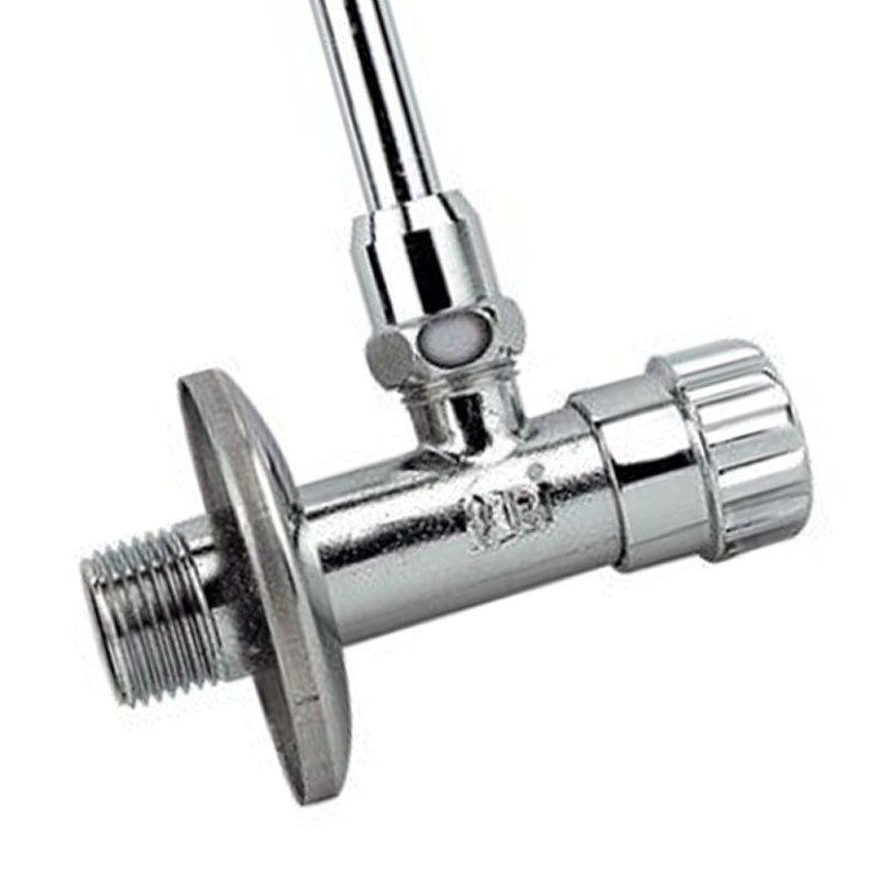 Rubinetto per cassetta cromato con tubetto e rosone RR 18812