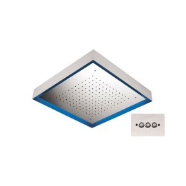 Soffione quadro retroilluminato a soffitto in acciaio inox Remer 357LS57