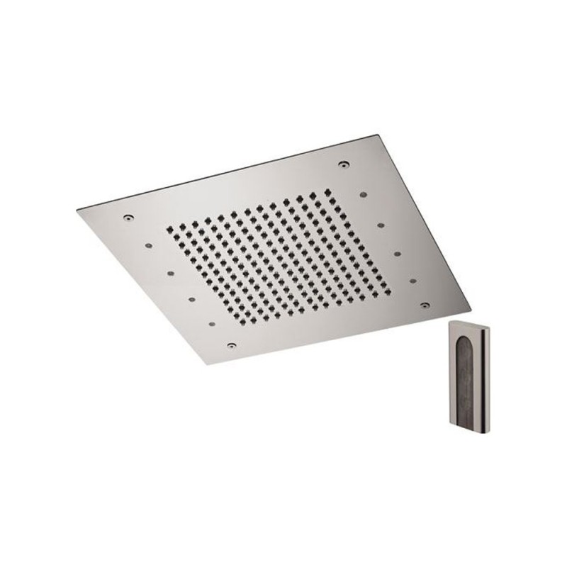 Soffione a soffitto 1 getto 43x43 cm con led in acciaio inox Remer 357RS43W