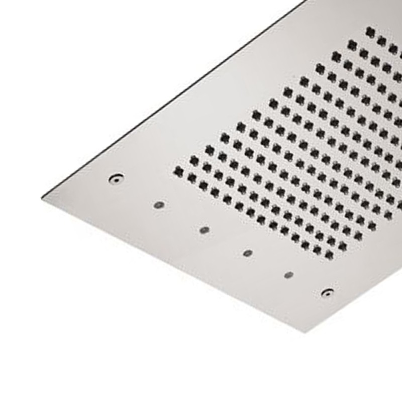 Soffione a soffitto 1 getto 43x43 cm con led in acciaio inox Remer 357RS43W