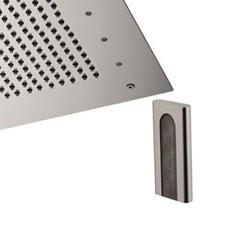 Soffione a soffitto 1 getto 43x43 cm con led in acciaio inox Remer 357RS43W