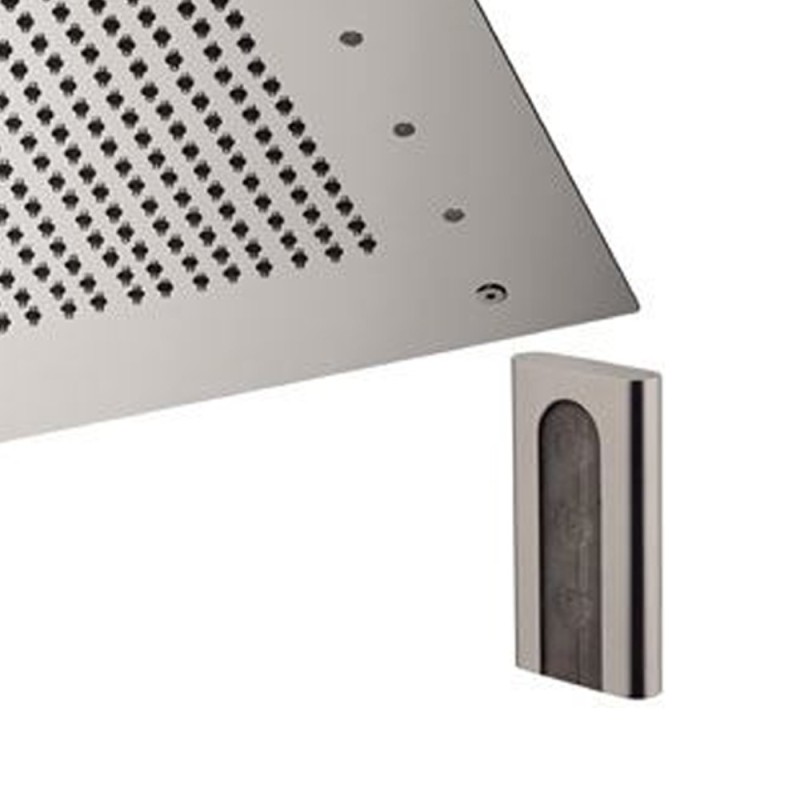 Soffione a soffitto 1 getto 50x50 cm con led in acciaio inox Remer 357RS50W