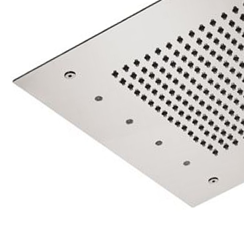 Soffione a soffitto 1 getto 50x50 cm con led in acciaio inox Remer 357RS50W