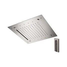 Soffione a soffitto 3 getti 43x43 cm con led in acciaio inox Remer 357RS43NCW