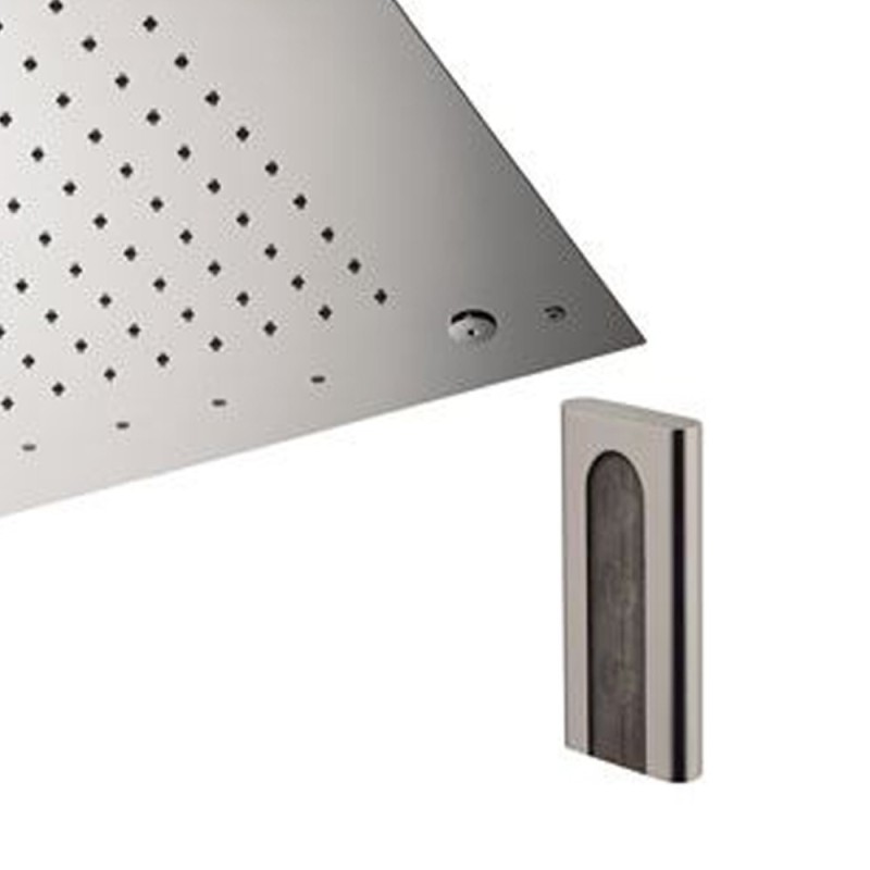 Soffione a soffitto 3 getti 43x43 cm con led in acciaio inox Remer 357RS43NCW