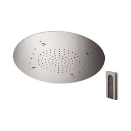 Soffione a soffitto 2 getti con led e diametro di 55 cm Remer 357RM55NW