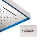 Soffione a soffitto 3 getti 57X57 cm con led e doppia cascata Remer 357LS57N2C