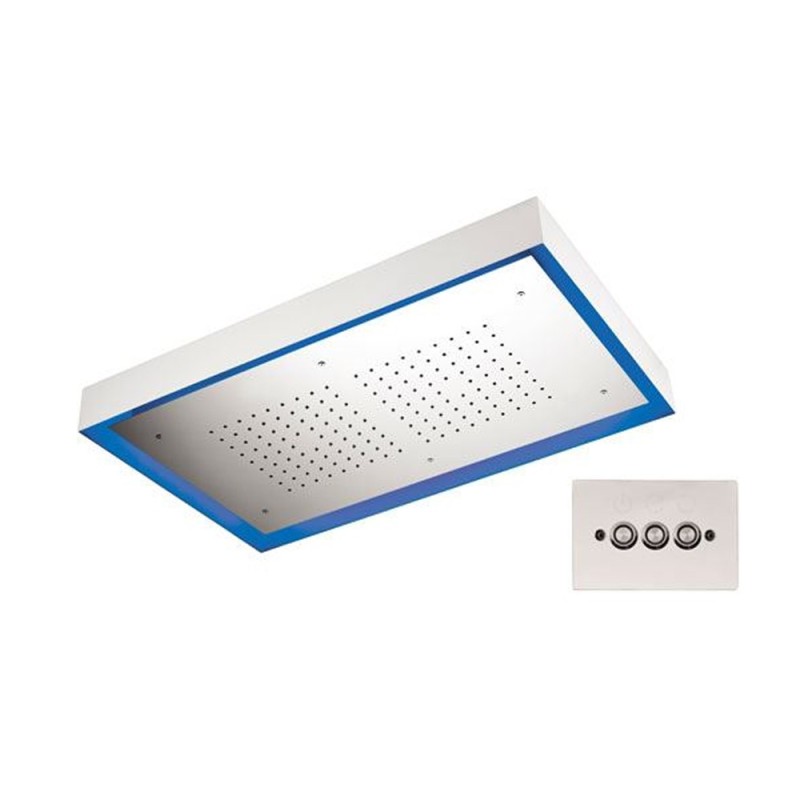 Soffione a soffitto 1 getto 77X47 cm con led in acciaio inox Remer 357LR7747
