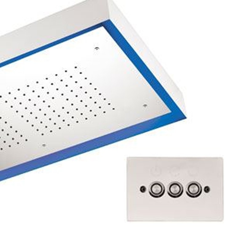 Soffione a soffitto 1 getto 77X47 cm con led in acciaio inox Remer 357LR7747