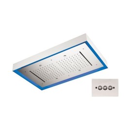 Soffione a soffitto 3 getti 77X47 cm con led in acciaio inox Remer 357LR7747N2C