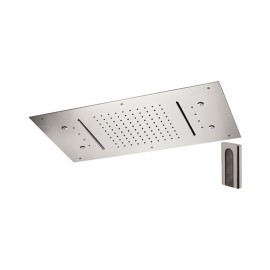 Soffione a soffitto 3 getti 70X40 cm con led e doppia cascata Remer 357RR7040N2CW