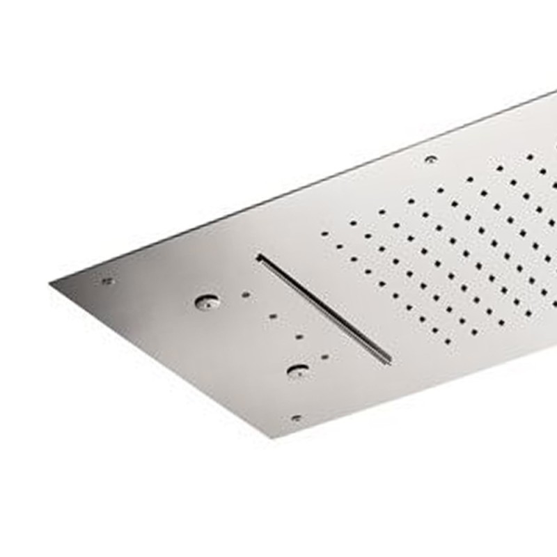 Soffione a soffitto 3 getti 70X40 cm con led e doppia cascata Remer 357RR7040N2CW