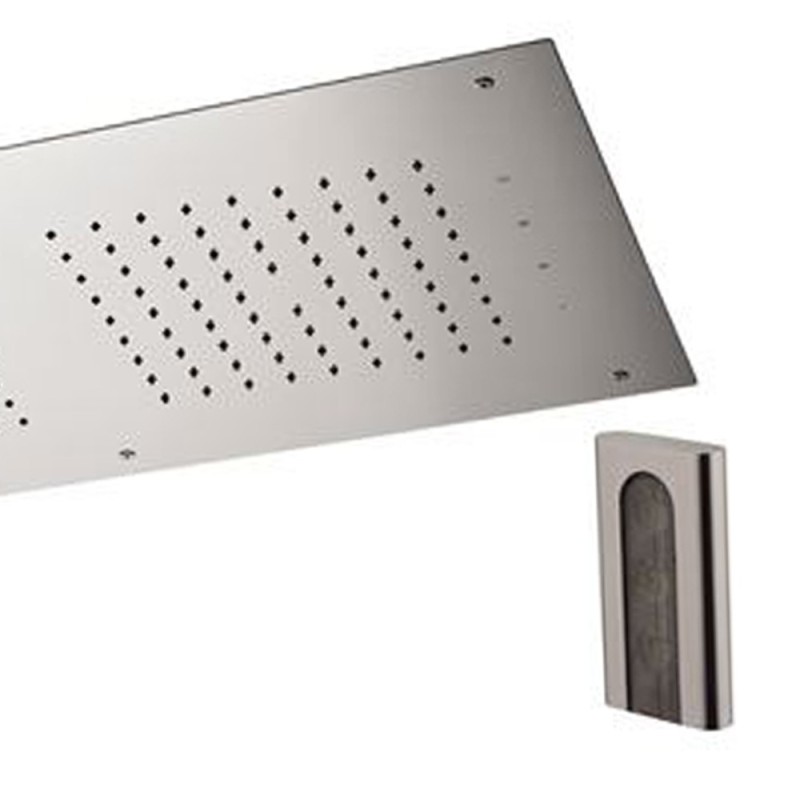 Soffione a soffitto 1 getto 70X40 cm con led in acciaio inox Remer 357RR7040W