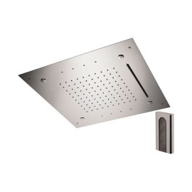 Soffione a soffitto 3 getti 50x50 cm con led in acciaio inox Remer 357RS50NCW