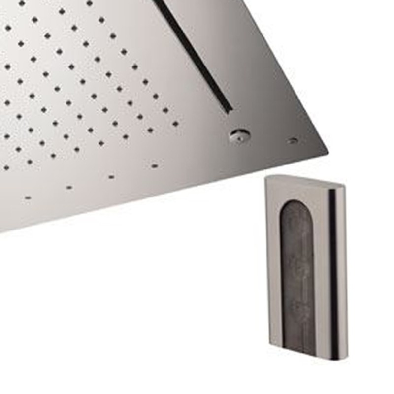 Soffione a soffitto 3 getti 50x50 cm con led in acciaio inox Remer 357RS50NCW Soffione a soffitto 3 getti 50x50 cm con led in acciaio inox Remer 357RS50NCW