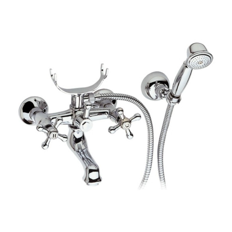 Rubinetto vasca con doccia duplex, finitura bianco lucido- serie liberty Remer 02LIBiancolucido