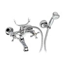 Rubinetto vasca con doccia duplex, finitura bianco lucido- serie liberty Remer 02LIBiancolucido