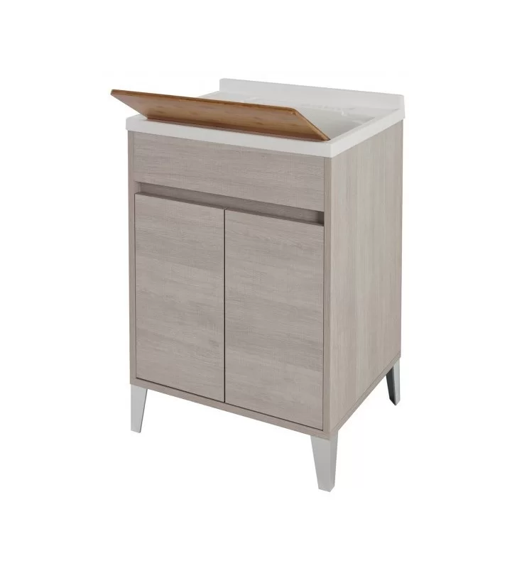Lavatoio rovere chiaro con tavoletta in bamboo Linea Mondo Feridras 527030 Lavatoio rovere chiaro con tavoletta in bamboo Linea Mondo Feridras 527030