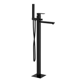 Miscelatore bordo vasca da pavimento nero opaco con kit doccia serie Absolute Remer AU08NO