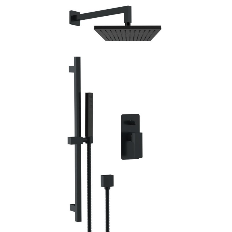 Set doccia quadro completo a incasso con saliscendi nero opaco - serie Absolute Remer AU09S01OXNO