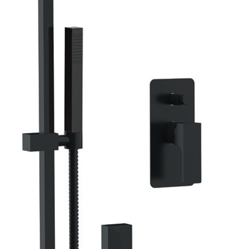 Set doccia quadro completo a incasso con saliscendi nero opaco - serie Absolute Remer AU09S01OXNO