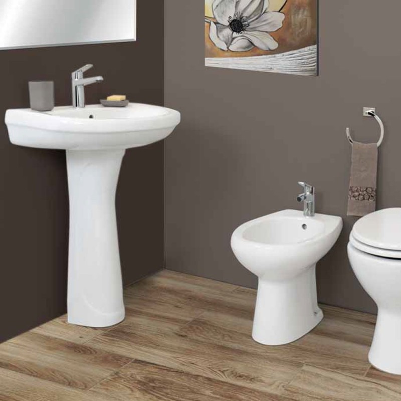 Lavabo da 60 cm con colonna in ceramica - Serie Lake Idrobric SFUCER0610LA-SFUCER0612CL