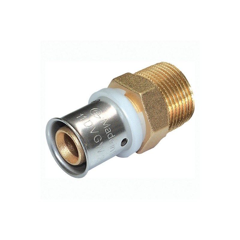 Raccordo diritto maschio diam.1/2x16 a pressare per multistrato Comisa N1703 A16