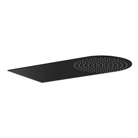 Soffione doccia ultrapiatto a parete nero opaco con cascata in acciaio inox Remer 350UFMCANO