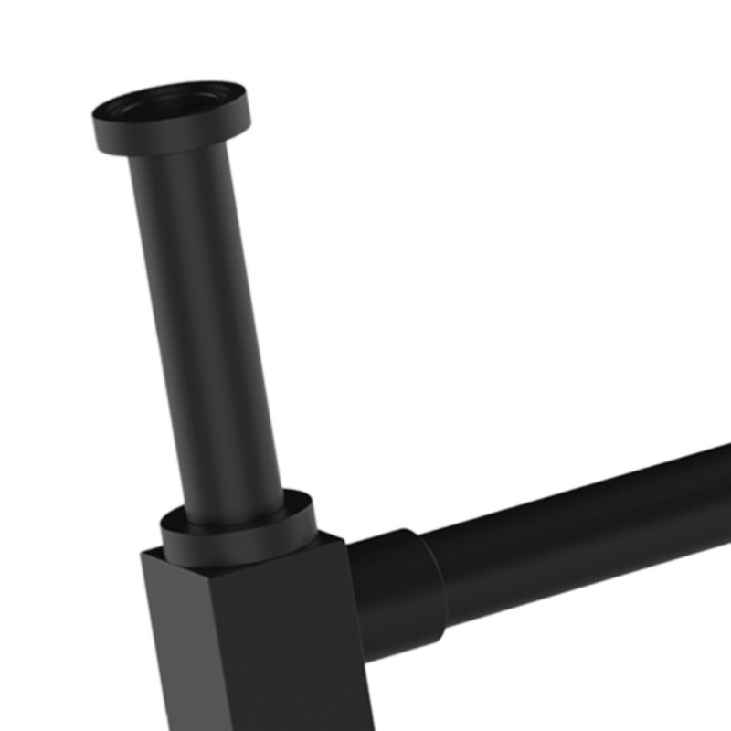 Sifone quadrato per lavabo in ottone nero opaco Remer 960NO