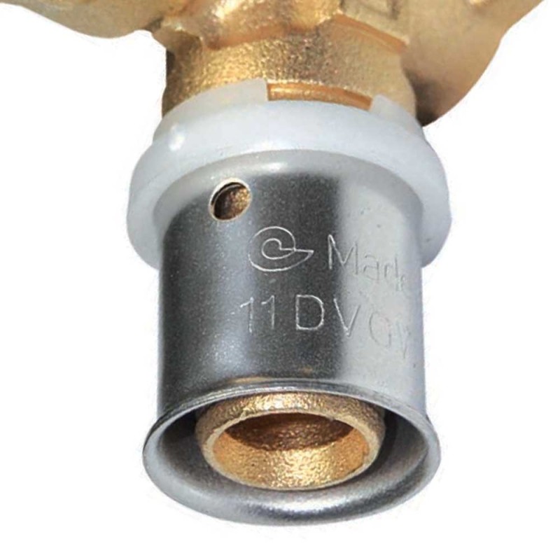 Gomito femmina con staffa diam.1/2x16 a pressare per multistrato Comisa N1709 A15