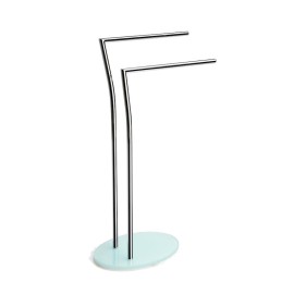 Piantana porta salviette in metallo cromato con base in vetro bianca Aquasanit QV085ADW