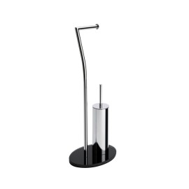 Piantana wc in metallo cromato con base in vetro nera Aquasanit QV086ADN