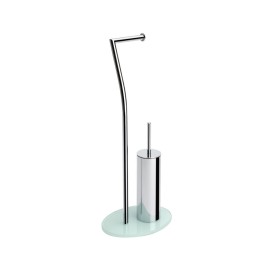 Piantana wc in metallo cromato con base in vetro bianca Aquasanit QV086ADW