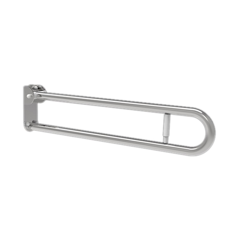Barra maniglione ribaltabile cm 83 con porta rotolo e piastra lunga inox lucido Goman XB83PL/93