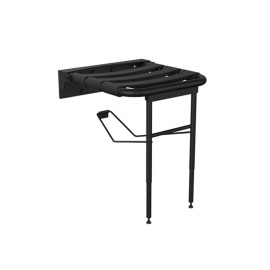 Sedile per doccia ribaltabile con rinforzo a terra, nero opaco Goman LEO-X816/08