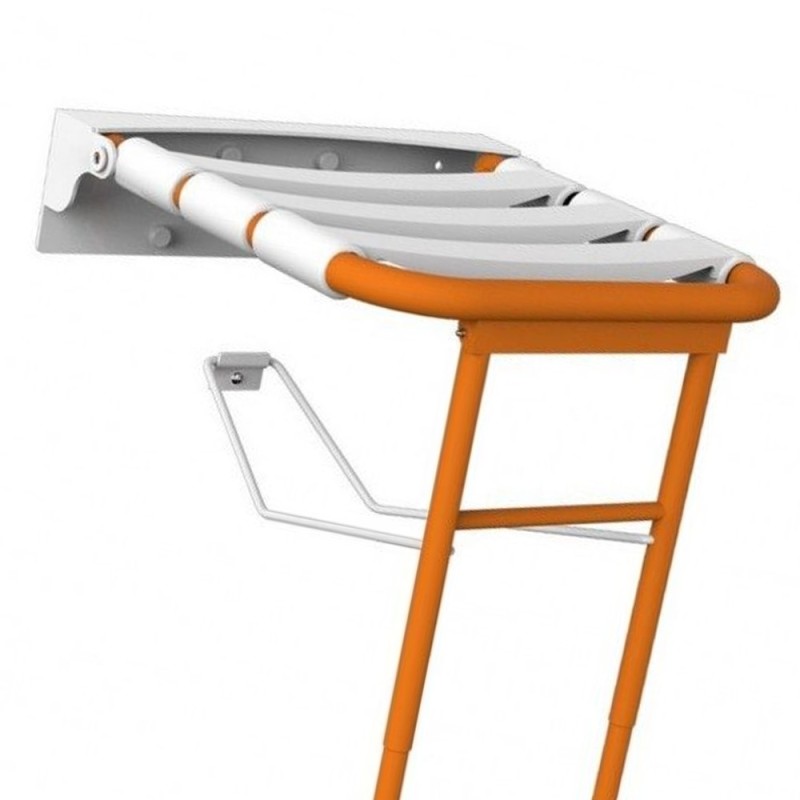 Sedile per doccia ribaltabile con rinforzo a terra, arancio Goman LEO-X816/65