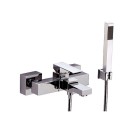 Rubinetto vasca duplex esterno, con flessibile cm.150 e supporto e doccetta in ottone cromato - serie skyline Daniel Rubinett...