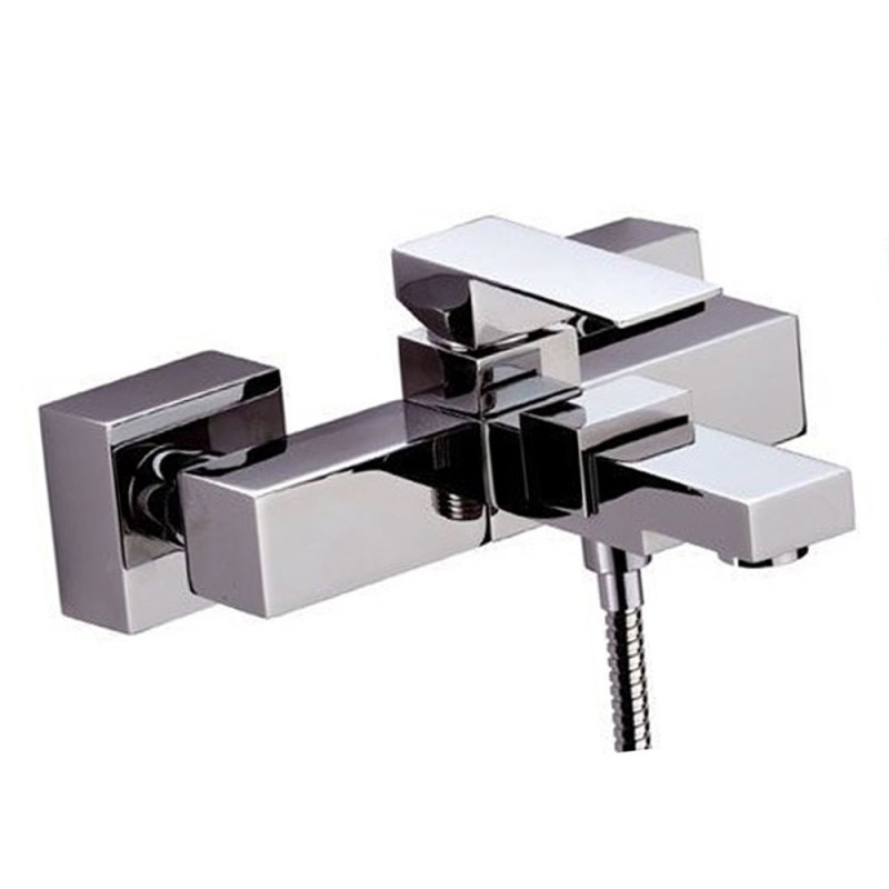 Rubinetto vasca duplex esterno, con flessibile cm.150 e supporto e doccetta in ottone cromato - serie skyline Daniel Rubinett...
