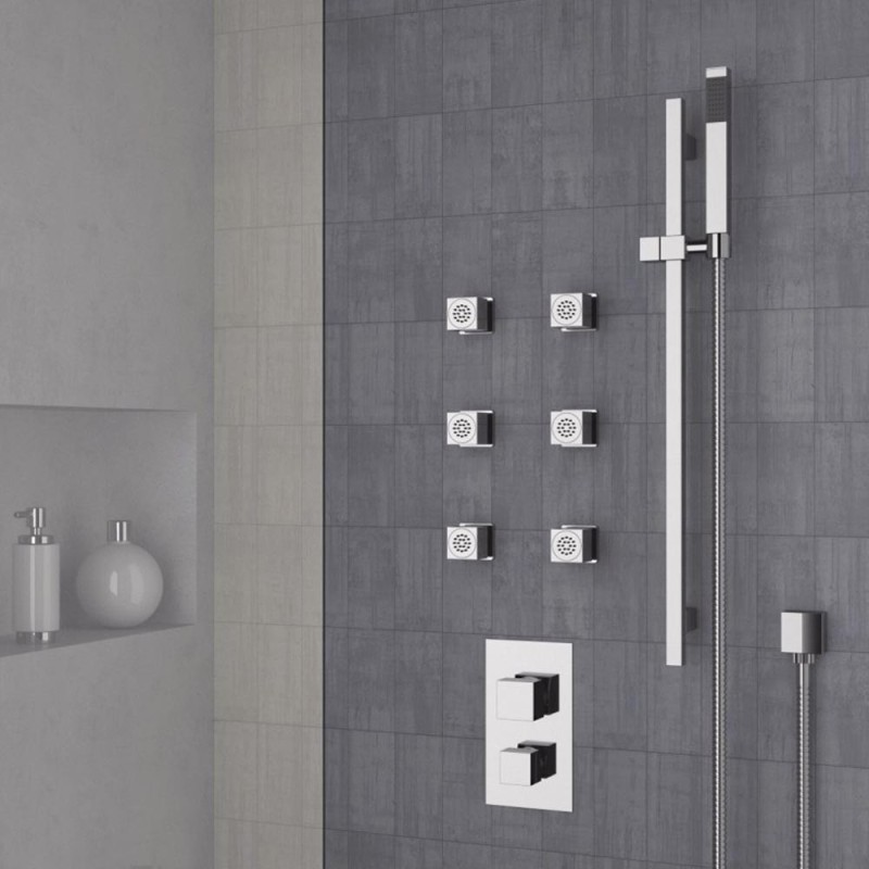 Rubinetto termostatico per doccia, con deviatore a 4 vie - serie skyline thermo Daniel Rubinetterie SKT612D4CR